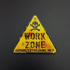 yellow warning sign work zone